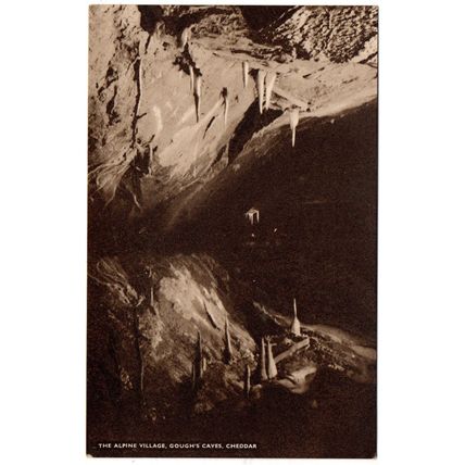 REAL PHOTO POSTCARD THE ALPINE VILLAGE GOUGH'S CAVES CHEDDAR SOMERSET (4258)