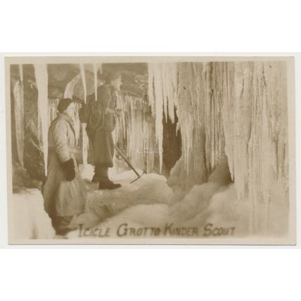 KINDER SCOUT Icicle Grotto Kinder Downfall Derbyshire, early 20th C. RPPC