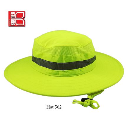 High Visibility Outdoor Work Crew Water Repellent Hat with Reflective Hatband- L