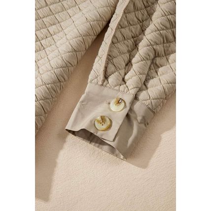 Jet Stream Solid Color Quilted Puffer Buttoned Shacket