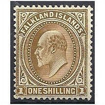 Falkland Islands 1904 SG48 1/- Brown Mounted Mint ..