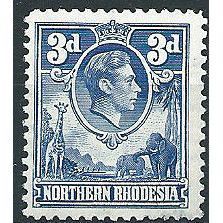 Northern Rhodesia 1938 SG34 3d Ultramarine Mounted Mint ... .