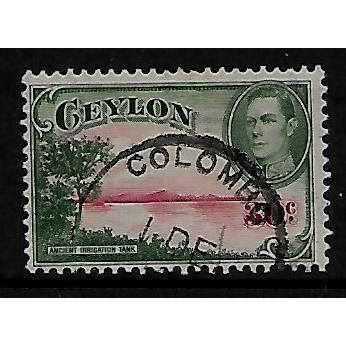 CEYLON 1938 30c RED & GREEN ANCIENT IRRIGATION TANK SG 393 FINE USED