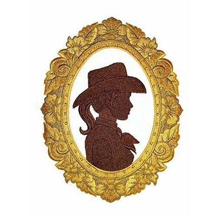 Cowboy Gear[Cowgirl Cameo ] Embroidered Iron on/Sew patch [7.58"5.87"]