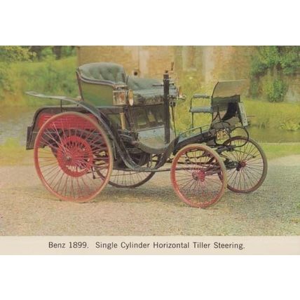 Benz 1899 Single Cylinder Horizontal Steering Tiller Victorian Car Postcard