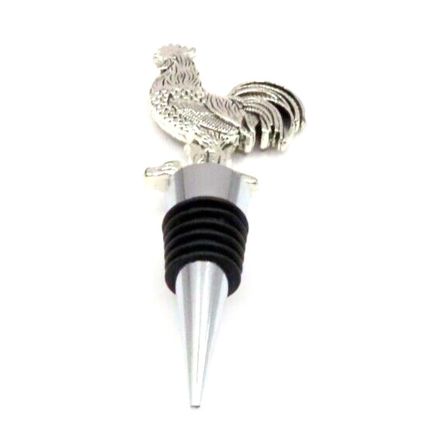 Cockerel Wine Bottle Stopper Metal Silver Colour Gift Home Decor 12.5 CM Wine