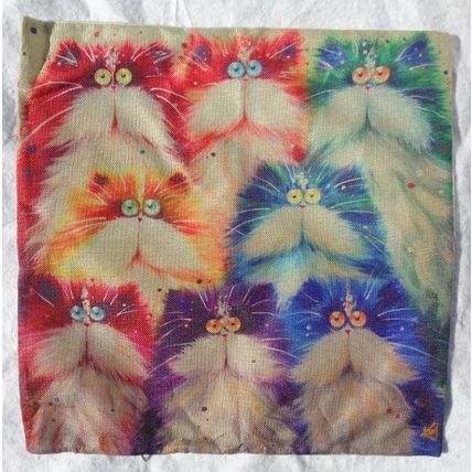 Cat Pillow Cover 17 x 17 8 Cats Slip Cover Home Decor 014