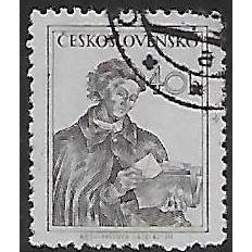 Mi 874: 40 h. deep lilac-brown Definitive Stamp: Professions: Postwoman