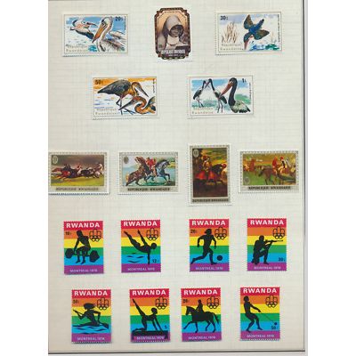 Rwanda Stamps, 67 Different 1960's & 1970's Issues, Mint Hinged, Scans of All