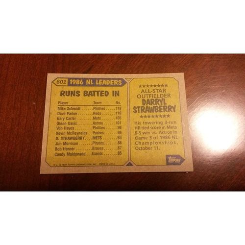 1987 Topps Card # 601 Darryl Strawberry All Star Excellent-Mint (6) Mets