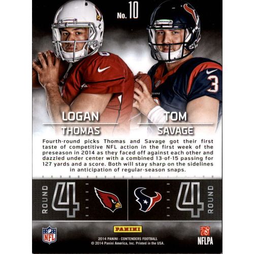 2014 Football Panini Contenders L Thomas/Tom Savage-Round Numbers