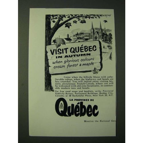 1955 Quebec Canada Ad - Visit Quebec in Autumn glorious colours crown forest