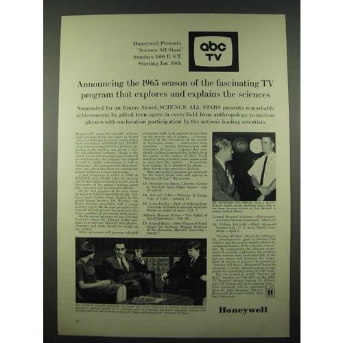 1965 Honeywell Research Ad - ABC TV Science All Stars