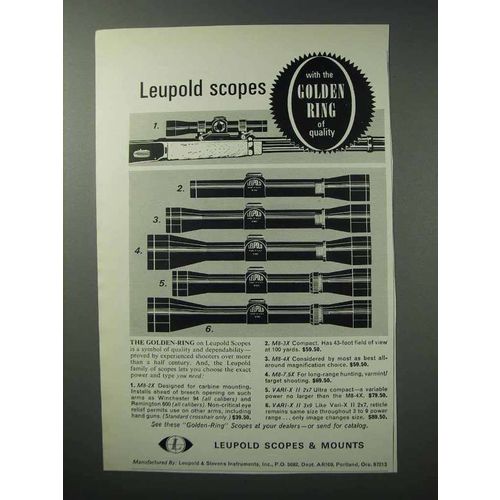 1965 Leupold Golden Ring Scopes Ad - Quality