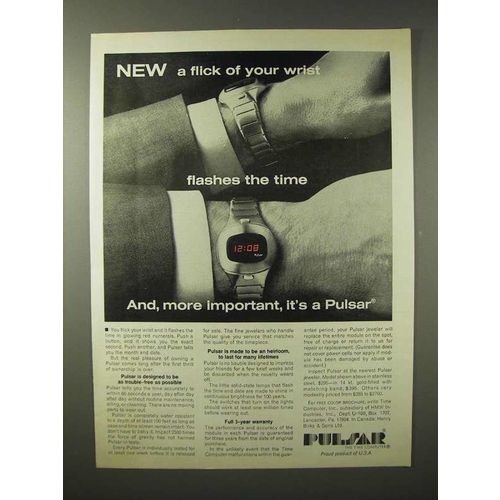 1975 Pulsar Watch Ad - A Flick of Your Wrist