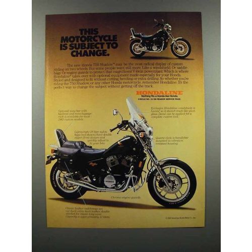 1983 Honda Hondaline Optional Equipment Ad - 750 Shadow