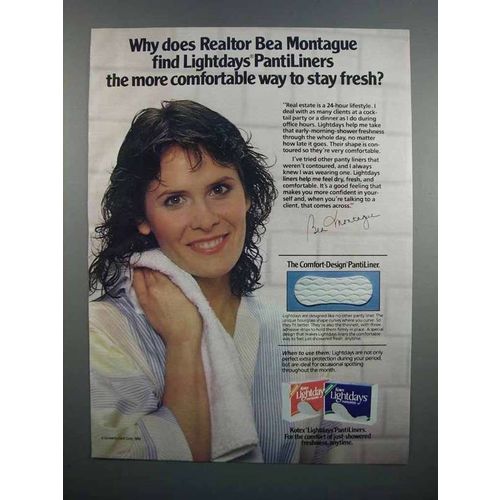 1983 Kotex Lightdays Pantiliners Ad - Bea Montague