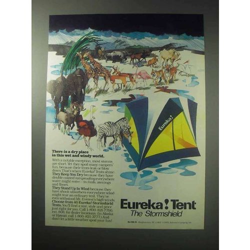 1985 Eureka Stormshield Tent Ad - Wet and Windy World
