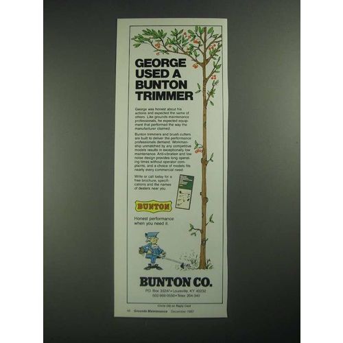 1987 Bunton Trimmer Ad - George Used a Bunton Trimmer