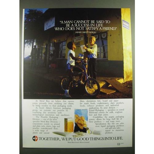 1988 Metal Box South Africa Limited Ad - A Man Cannot Be Said to be a Success
