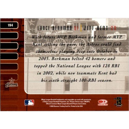 2003 Studio Baseball Lance Berkman/ Jeff Kent #194