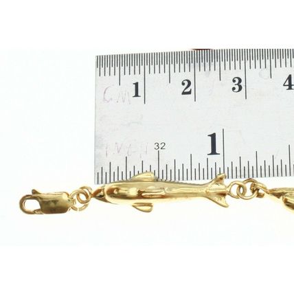 New Real Solid 14 K Yellow Gold Rare Dolphin Bracelet 7 Inch long 11.5 Grams