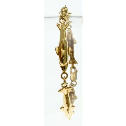 New Real Solid 14 K Yellow Gold Rare Dolphin Bracelet 7 Inch long 11.5 Grams