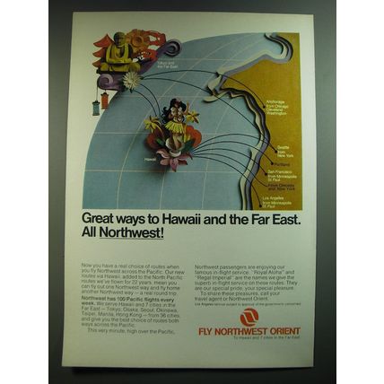 1969 Northwest Orient Ad - Great ways to Hawaii and the Far East.
