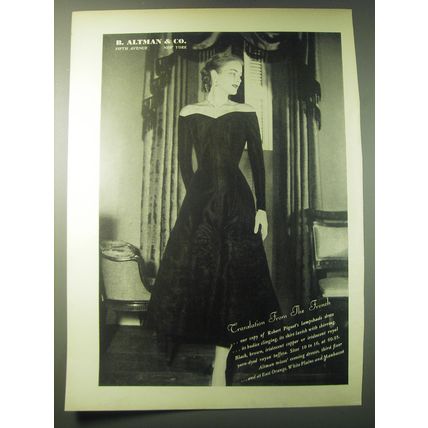 1948 B. Altman & Co. Dress Ad - Translation from the French