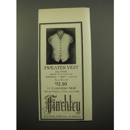 1950 Finchley Sweater Vest Advertisement