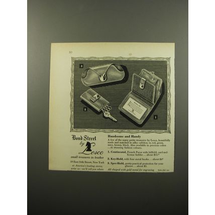 1950 Bond Street by Lesco Ad - Continental French Purse, Key-Hold and Spec-hold