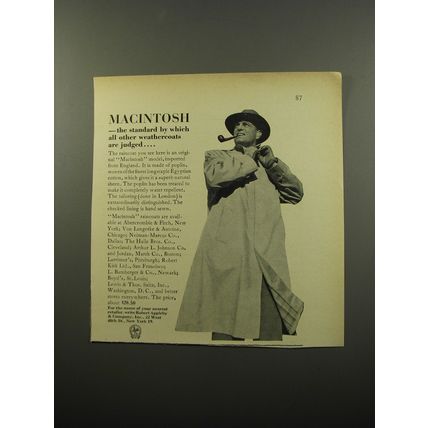 1950 Macintosh Raincoat Ad - the standard by which all other are judged