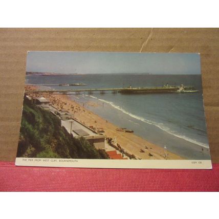 THE PIER from THE WEST CLIFF BOURNEMOUTH vintage unused postcard RP by Jarrold =