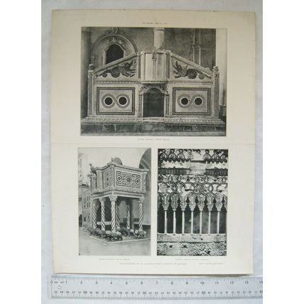 1911 lithographs Duomo, Ravello - North & South Ambone, Atrium Palazzo Rufolo
