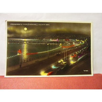 PROMENADE AND PIER, COLWYN BAY, CLWYD, WALES used vintage postcard 1939 pm =