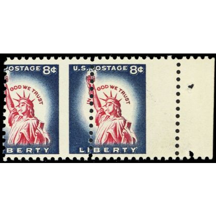 1042, Mint NH 8¢ Misperforation Error Margin Pair - Stuart Katz
