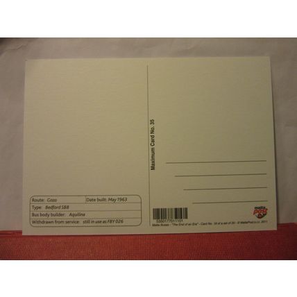 1963 BEDFORD SB8 BUS. unused postcard Maximim card no 35. COACH /