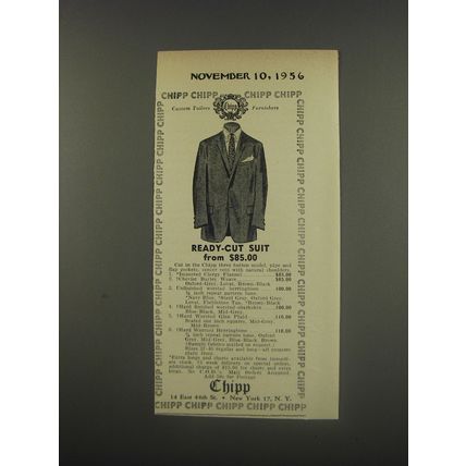 1956 Chipp Fashion Ad - Ready-cut suit from $85.00