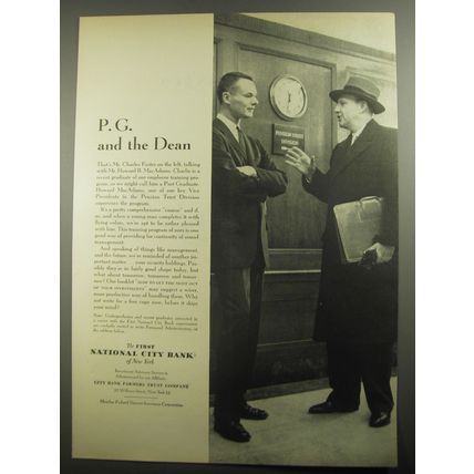 1956 First National City Bank Ad - P.G. and the Dean