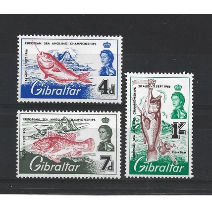 Gibraltar.European Sea Angling Championships set of 3.Mounted Mint.Nov23