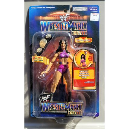 wwe wwf ljn classic superstars wrestlemania x-seven chyna & 14 carat gold belt