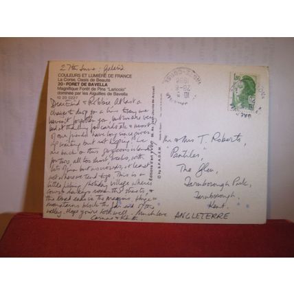 LA FORET DE BAVELLA, FRANCE used postcard 1988 postmark #