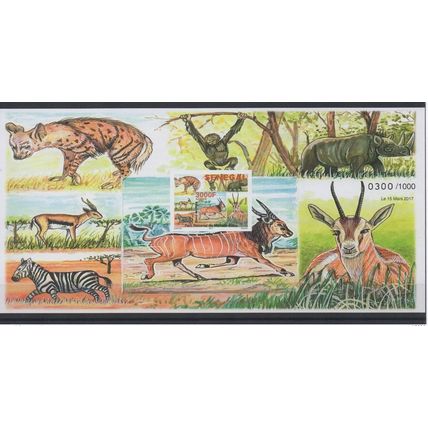 Sénégal 2017 Mi. Bl. 111 IMPERF ND bloc faune National Park singe rhinoceros