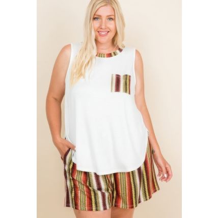 Plus Size Solid Sleeveless French Terry Tank Top