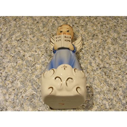 Vintage Angel Holy Water Wall Pocket God Bless Our Home Art Japan