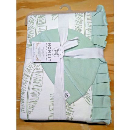 Honest Baby Clothing Organic Stroller Mint Blanket & Cap Set Baby Shower NEW!