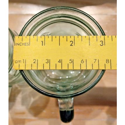 2 Vtg COCA COLA Green Indiana Glass Mugs Coke Logo Heavy Embossed Handled 5 1/2"