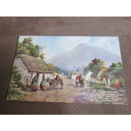 1940s Postcard - An Old Irish Village / Eire - Artist Brian Gerald A588