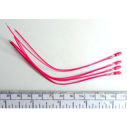 Ampoule - rouge 3 volts - 65 ma 3 mm type grain de blé - lot de 4