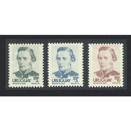Uruguay Artigas Definitives 3v the Highest Values 1976 MNH SG#1649-1651a